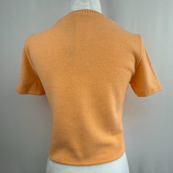Zara Minimalist Peach Short Sleeve Knit Women Small S - Picture 4 of 9